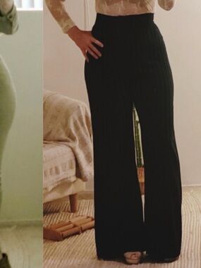 Free People Blue pinstripe High-Waist Wide-Leg Trousers